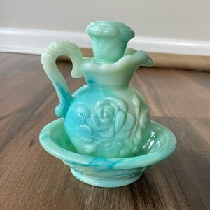 Vintage Avon Milk Glass Pitcher and Bowl
